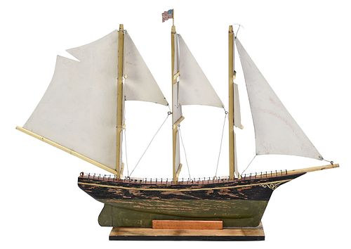 Large Paint Decorated Clipper Ship Model