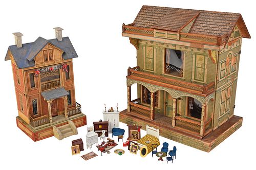 Two Dollhouses and Group of Assorted Accessories