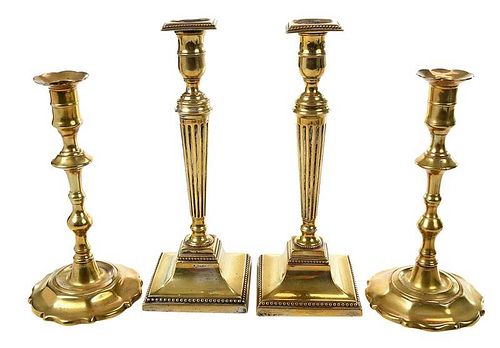 Two Pairs Brass Candlesticks