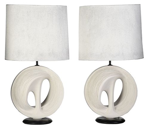 Pair of Modern Sculptural Plaster Table Lamps 