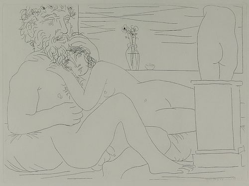 Picasso "Sculptor at Rest with his Model" Etching