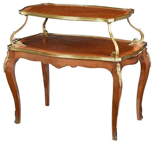 A Louis XV Style Bronze Mounted Parquetry Server