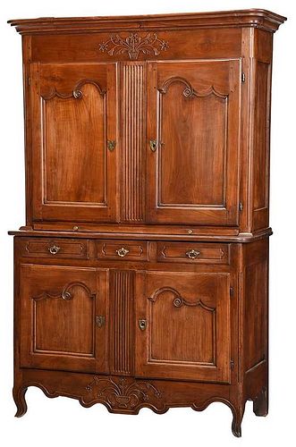 Provincial Louis XV Carved Fruitwood Cabinet