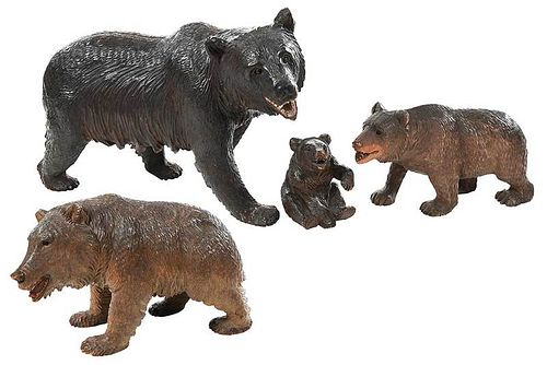 Four Black Forest Carved Bears