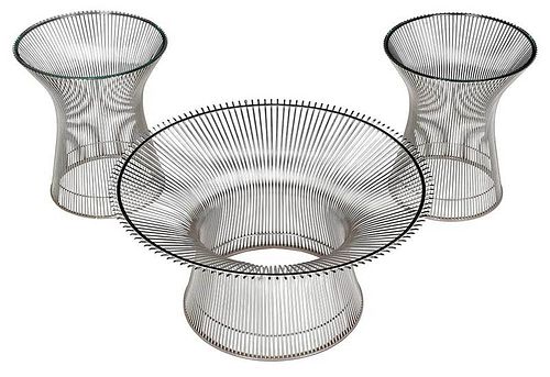Two Platner Sides Tables with Coffee Table