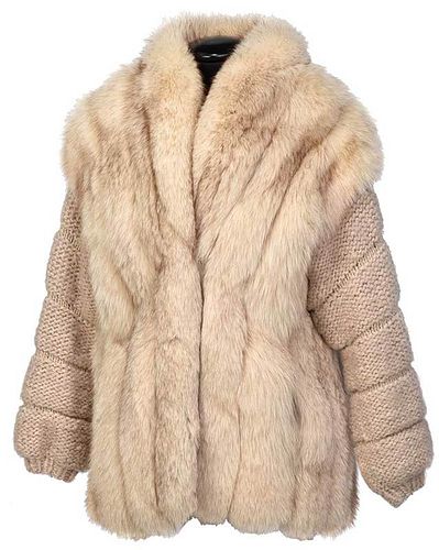 Blonde Fox Fur and Knit Jacket