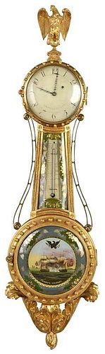 A Rare Lemuel Curtis Federal Girandole Clock