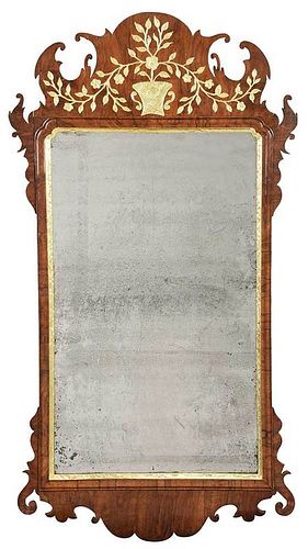 Chippendale Walnut and Parcel Gilt Mirror