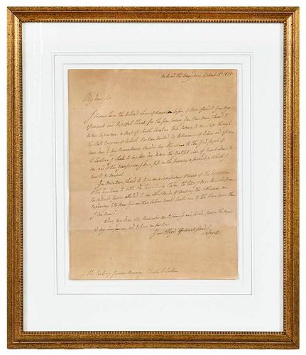 1825 Lafayette Letter to Governor Manning