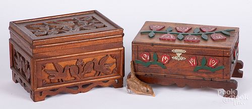 Two Pennsylvania walnut dresser boxes, ca. 1900