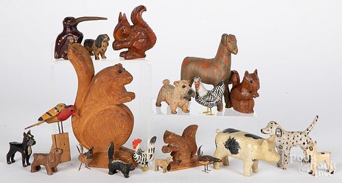 Group of carved and painted animals