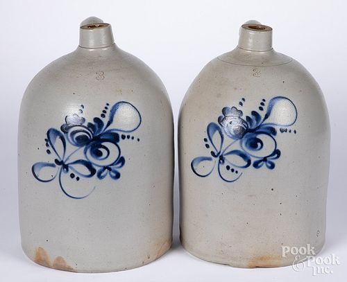 Two Three-gallon stoneware jugs, 19th c.