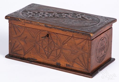 Sailor's carved dresser box, 19th c.