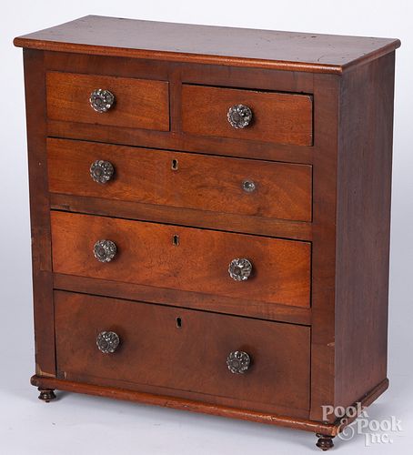 Miniature mahogany chest of drawers, 19th c.