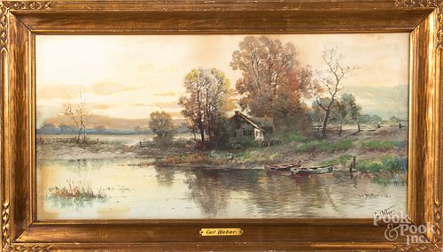 Carl Weber watercolor river landscape