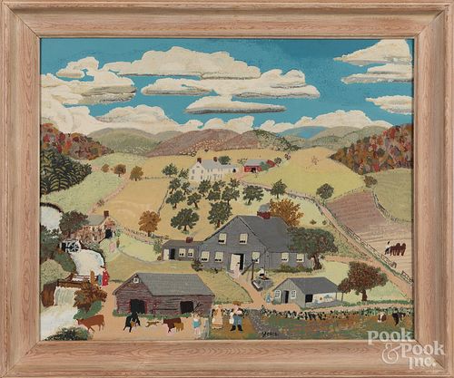 Grandma Moses, silkscreen country landscape