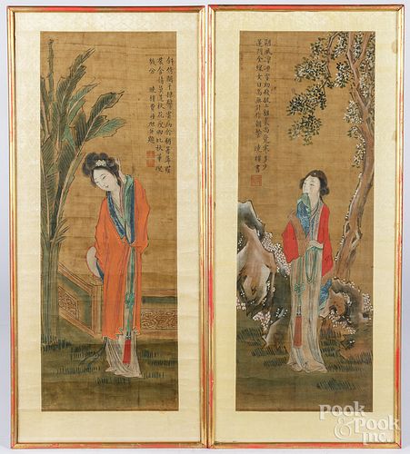 Pair of Japanese painted scrolls
