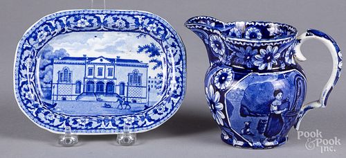 Historical blue Staffordshire small tray