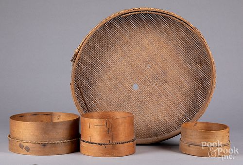 Four bentwood sifters, 19th c.