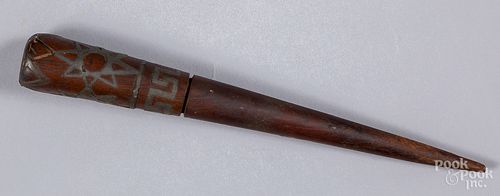 Sailors pewter inlaid marlin spike, 19th c.