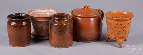 Five pieces of Pennsylvania redware 19th c.