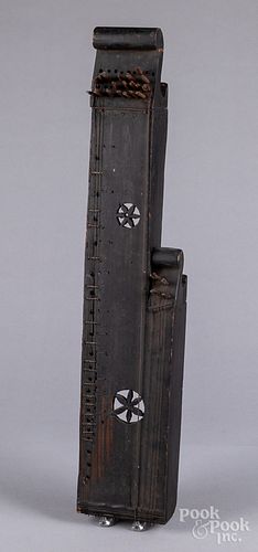 Primitive painted pine zither, 19th c.