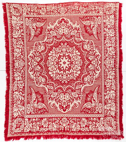 Red and white Jacquard coverlet, 19th c.