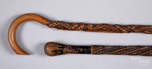 Two carved canes, late 19th c.