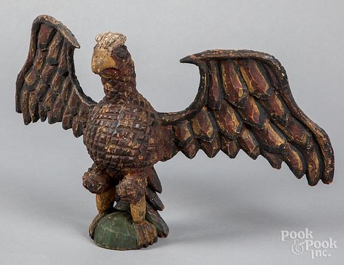 Carved and painted spread winged eagle