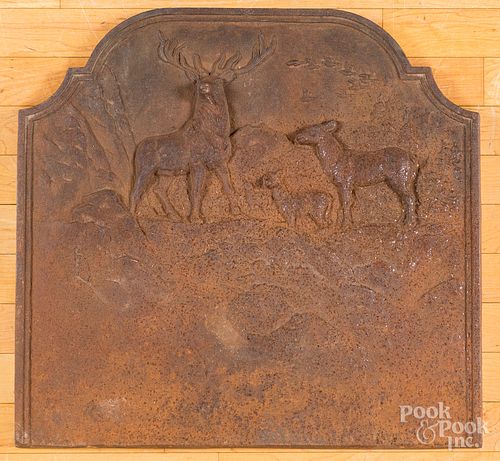 Cast iron stove plate, with stag