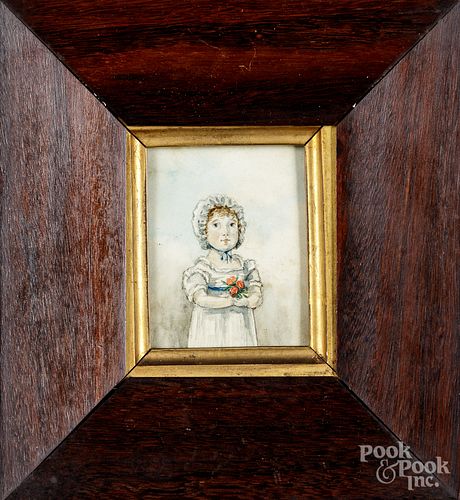 Two miniature watercolor portraits, mid 19th c.
