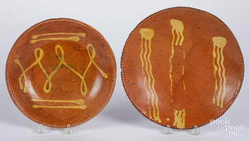 Two Pennsylvania redware pie plates, 19th c.