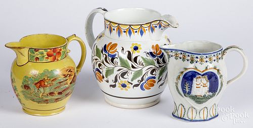 Large pearlware pitcher, 19th c.