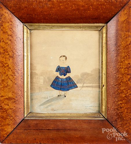 Two watercolor portraits of children, mid 19th c.