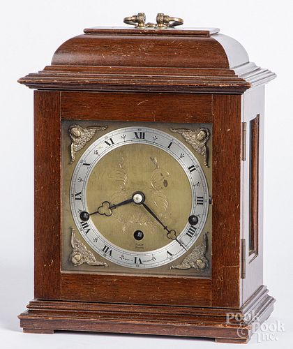 Mahogany mantel clock, with Elliott works.