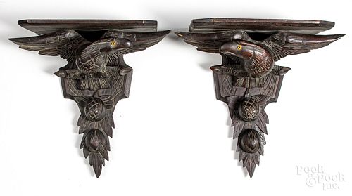 Pair of Black Forest eagle wall brackets, ca. 190