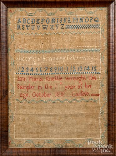 Carlisle, Pennsylvania silk on linen sampler.
