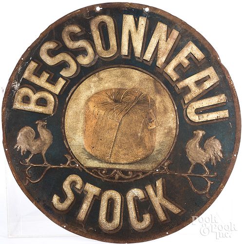 Painted tin Bessonneau Stock trade sign.