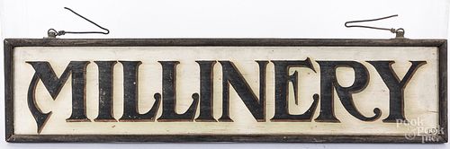 Painted Millinery trade sign.