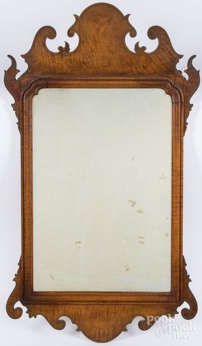 Chippendale style tiger maple mirror.