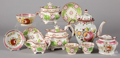 Group of floral decorated pearlware, 19th c.