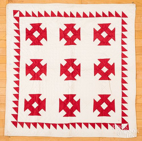 Red and white crib quilt, late 19th c.