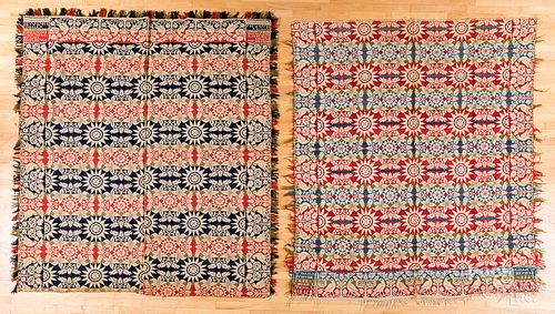 Two Jacquard coverlets.