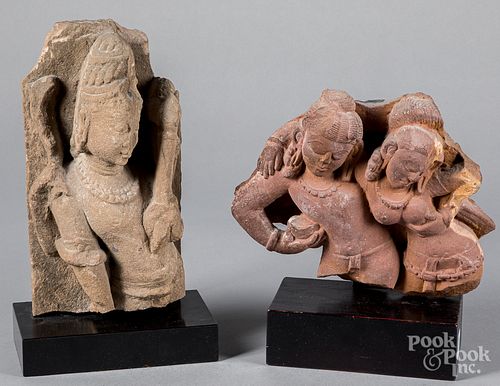 Two Southeast Asian carved stone steles.
