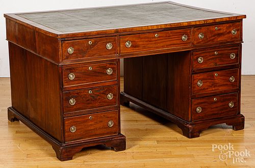 English Regency mahogany partners desk.