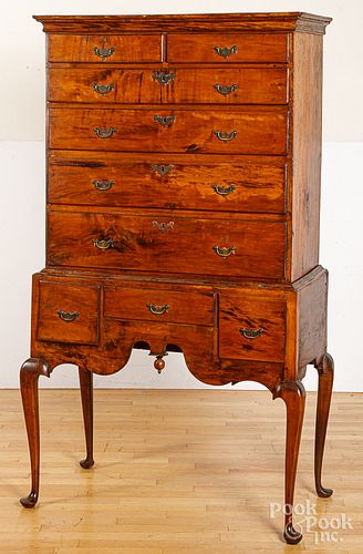 New England Queen Anne maple high chest, ca. 1770