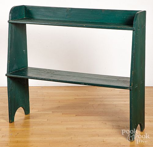 Pennsylvania painted pine mortised bucket bench.