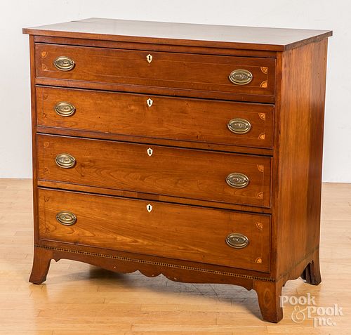 Federal inlaid cherry chest of drawers, ca. 1805.