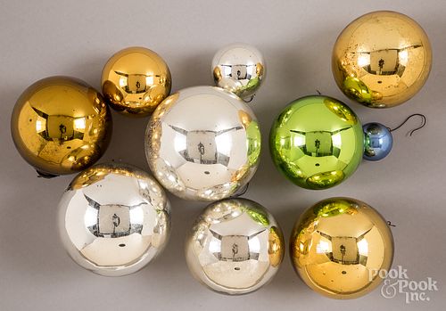Ten Kugel glass Christmas ornaments