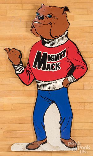 Mighty Mack cardboard bulldog trucking sign